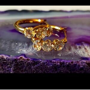 10k gold hoop earrings with 3 cz's